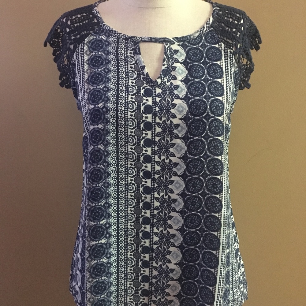 Francesca’s top with lace shoulder